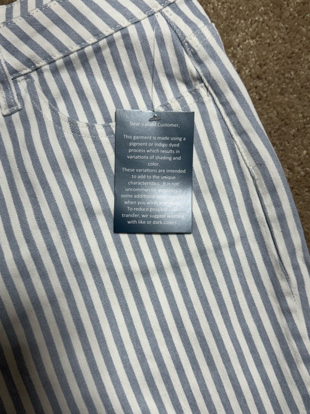 Coldwater Creek Blue and White Striped Cropped Chinos - Picture 7 of 7